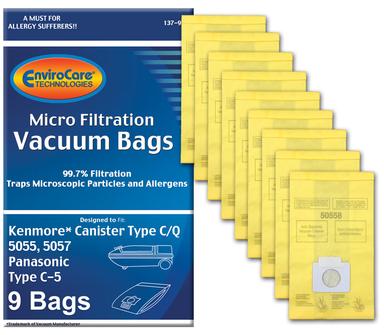 EnviroCare Replacement Vacuum Bags for Kenmore Canister Type C or Q, 9 pack