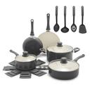 GreenLife 16-Piece Nonstick Cookware Set, Non-Toxic Ceramic Pots and Pans Set, Durable Healthy Kitchen Essentials, Fast Heating, Induction Ready, Easy Clean Dishwasher Safe, PFAS-Free, Graphite Black | Mubboo