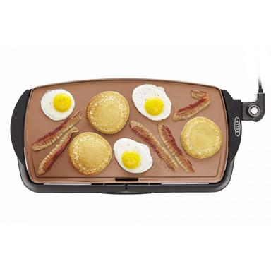 BELLA Electric Ceramic Titanium Griddle, 10.5" x 20", Copper/Black