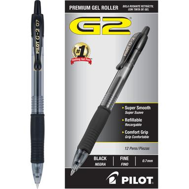 Pilot G2 Premium Refillable Retractable Gel Pen, Fine Point 0.7mm, 12-Count