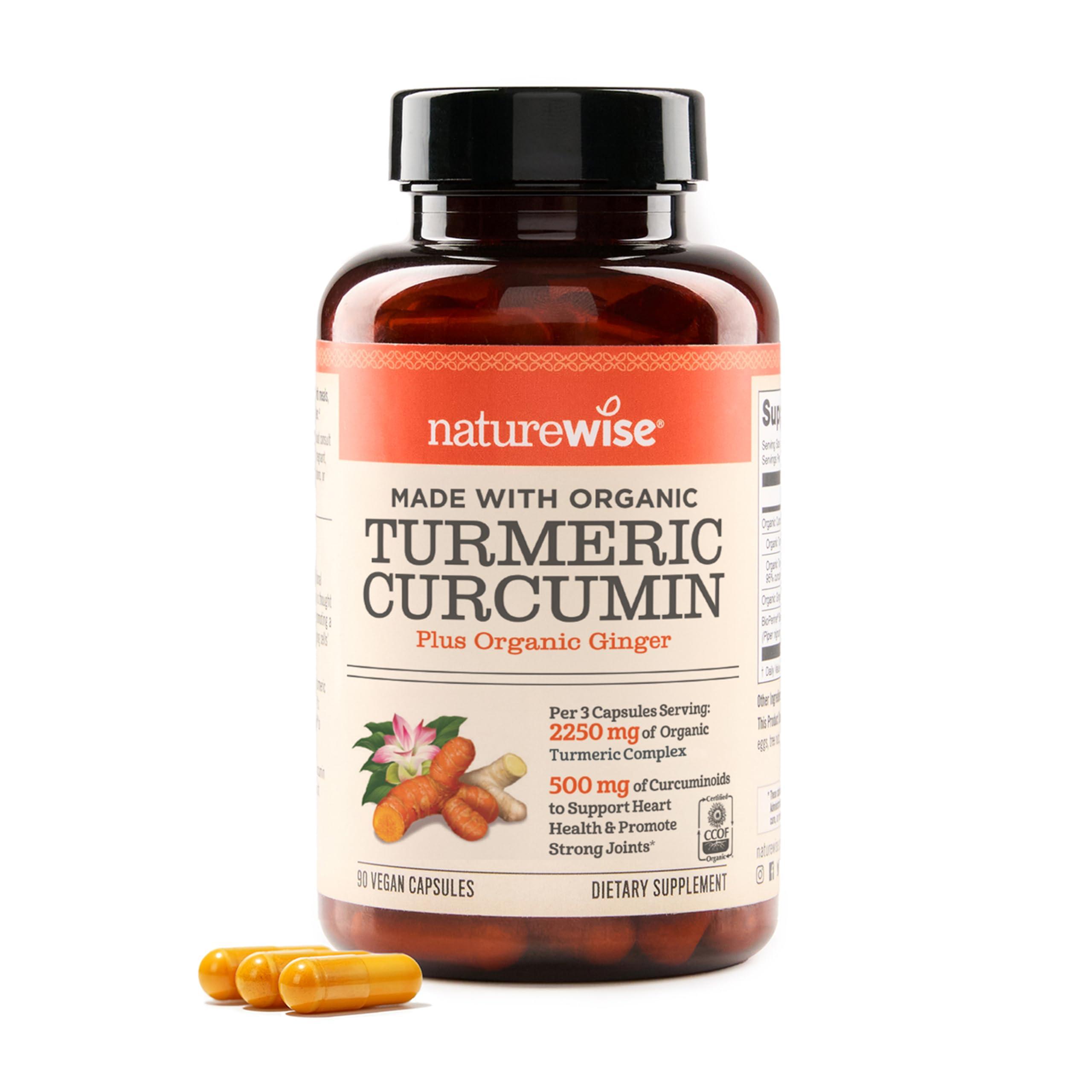 NatureWise Curcumin Turmeric supplement bottle featuring 2250mg with BioPerine