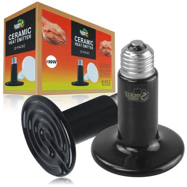 LUCKY HERP 150W Ceramic Heat Emitter 2-Pack