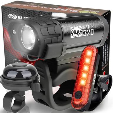 Blitzu Gator 320 Bike Light Set with Bell