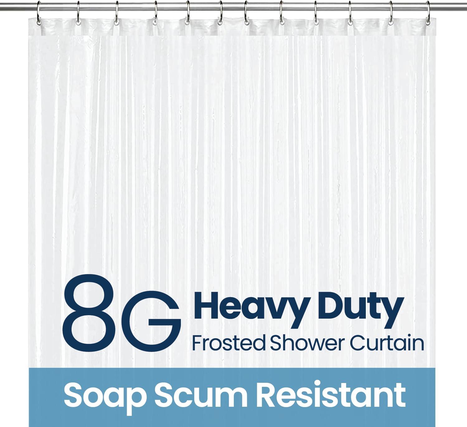 LiBa Frosted PEVA Shower Curtain with Rust-Proof Grommets
