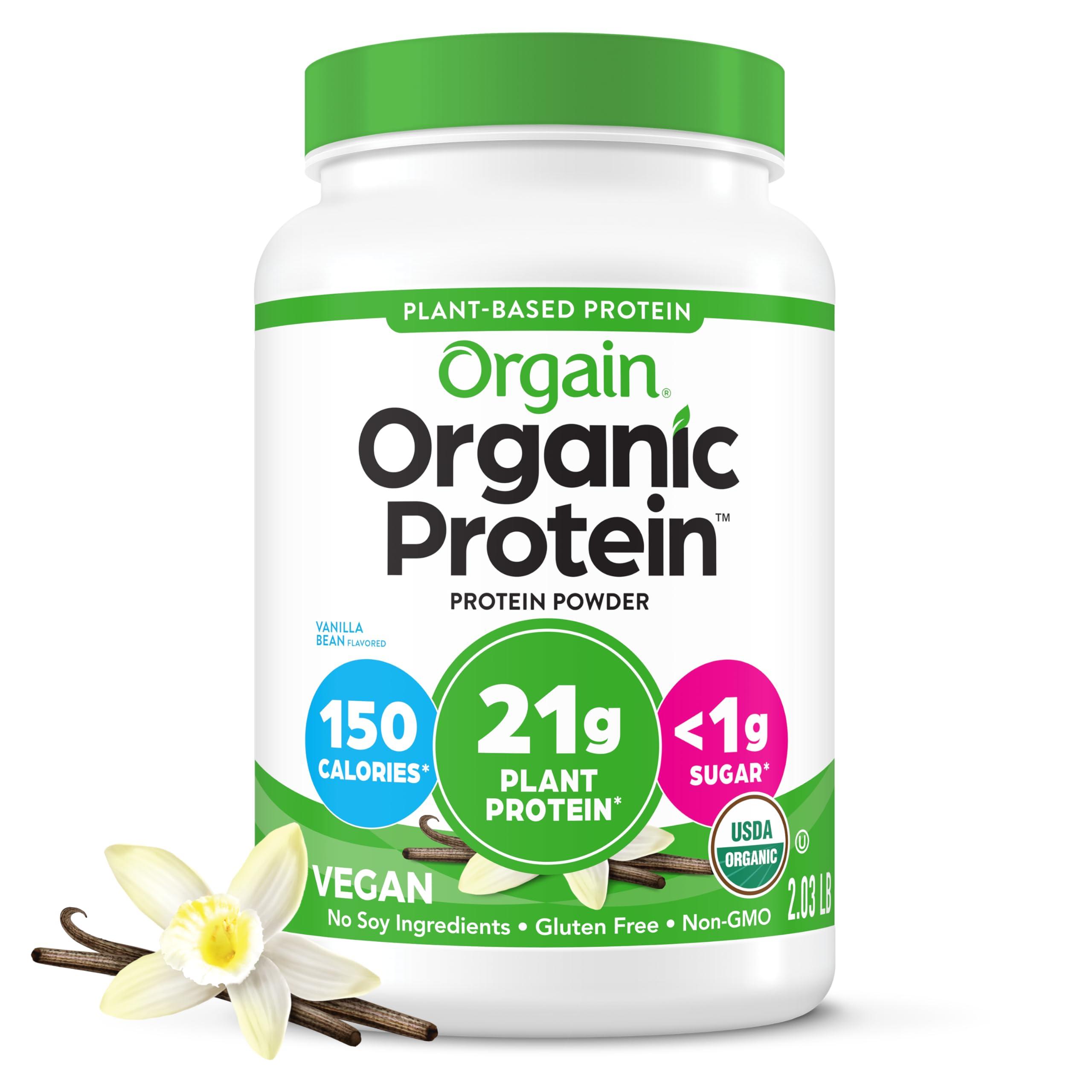 Orgain Organic Vegan Protein Powder, Vanilla Bean tub