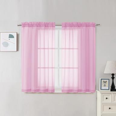 OVZME Light Pink Sheer Curtains (2 Panels)