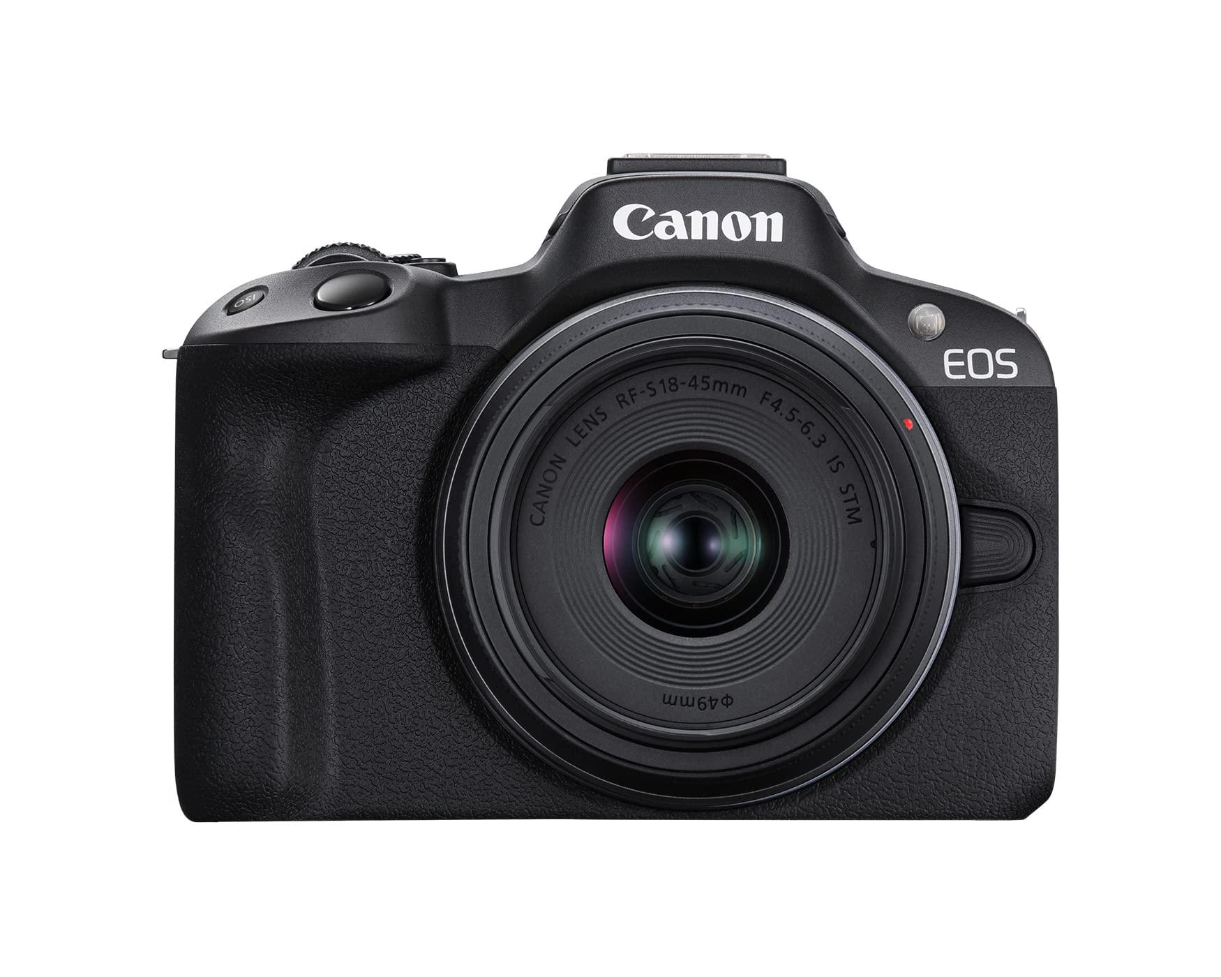 Canon EOS R50 mirrorless camera with RF-S18-45mm lens