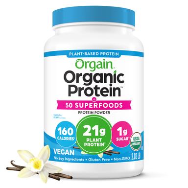 Orgain Organic Protein + 50 Superfoods, Vanilla Bean, 2.02 lb