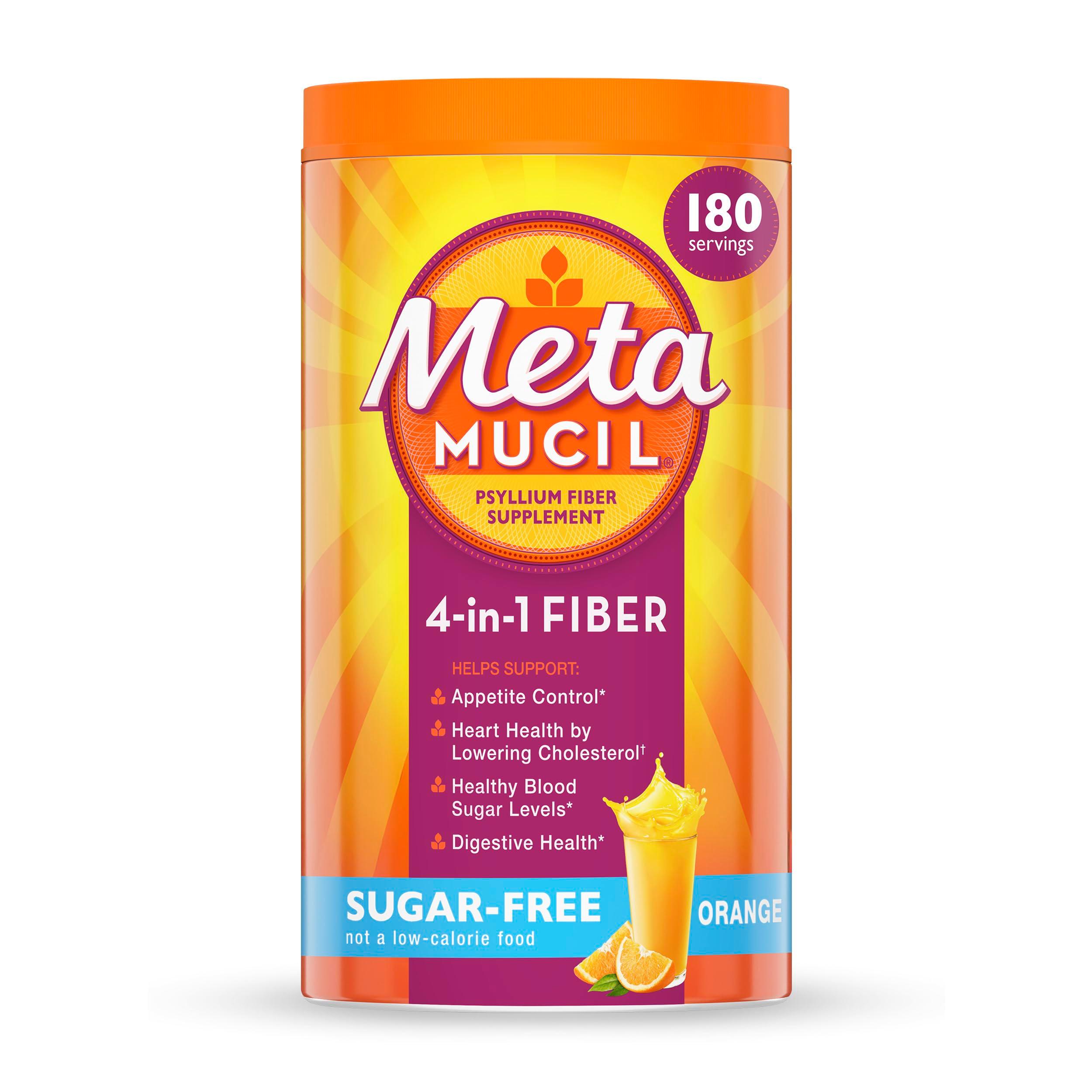 Metamucil 4-in-1 Psyllium Husk Fiber Supplement Powder Orange Flavor