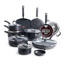 T-Fal Ultimate Hard Anodized Nonstick Pots and Pans Set 17 Piece, Nonstick Cookware Set with Fry Pan, Saucepans, Saute-Pan, Griddle, Dishwasher Safe, Onyx