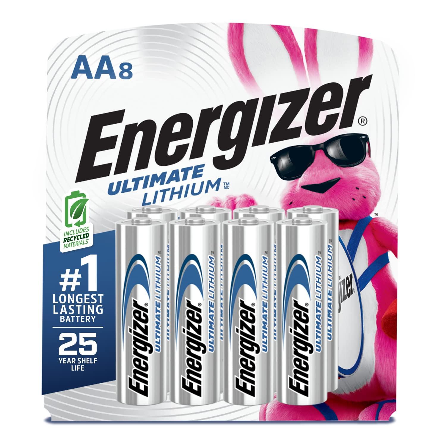 Energizer Ultimate Lithium AA Batteries 8-pack packaging