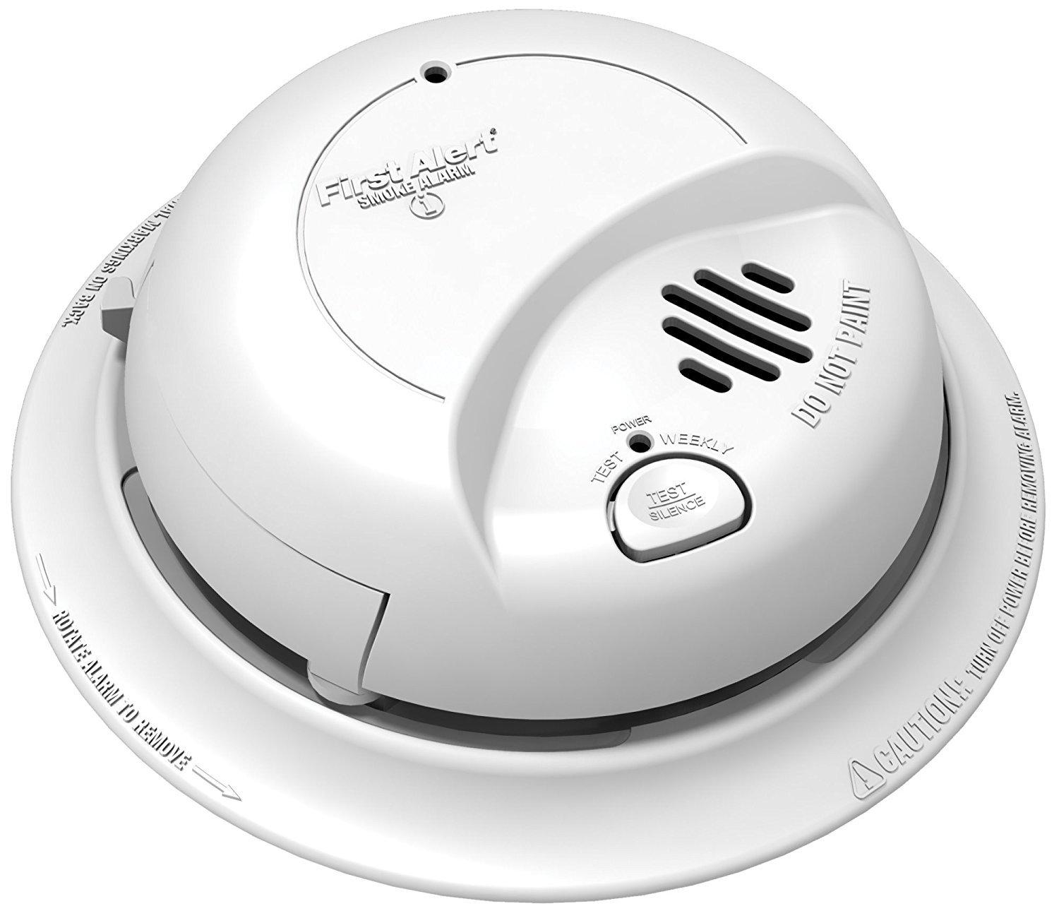 First Alert 9120BFF hardwired smoke detector on ceiling