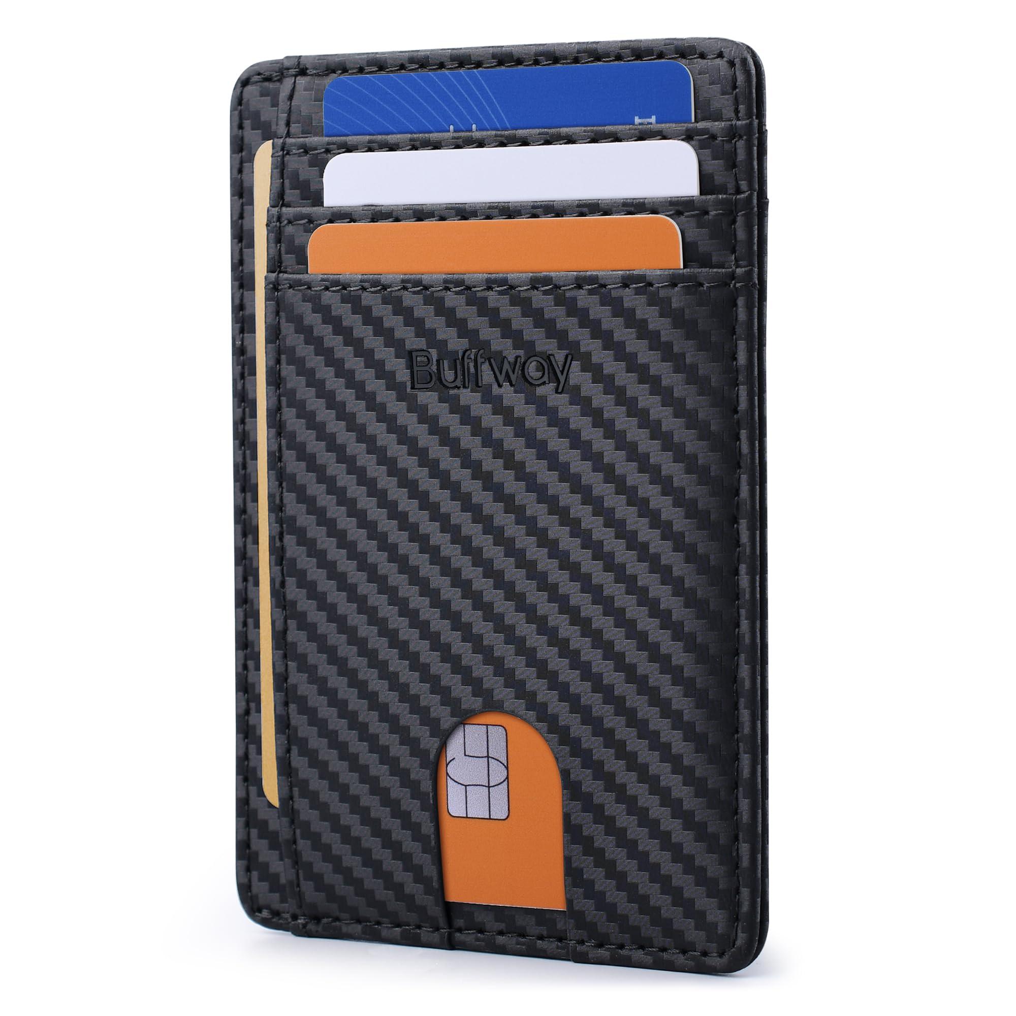 Buffway Slim Minimalist Front Pocket RFID Blocking Leather Wallet