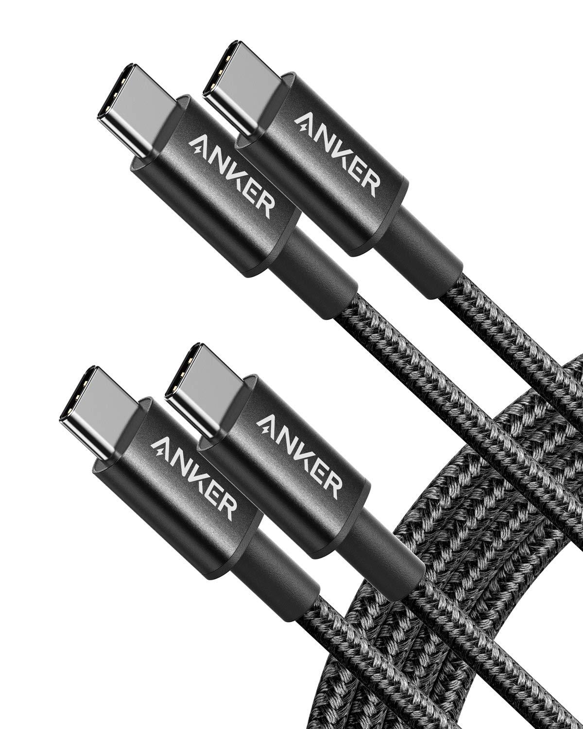 Anker USB-C to USB-C braided cable, 6ft, 2-pack in black