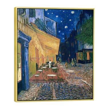 Wieco Art Framed Canvas Print of Café Terrace at Night