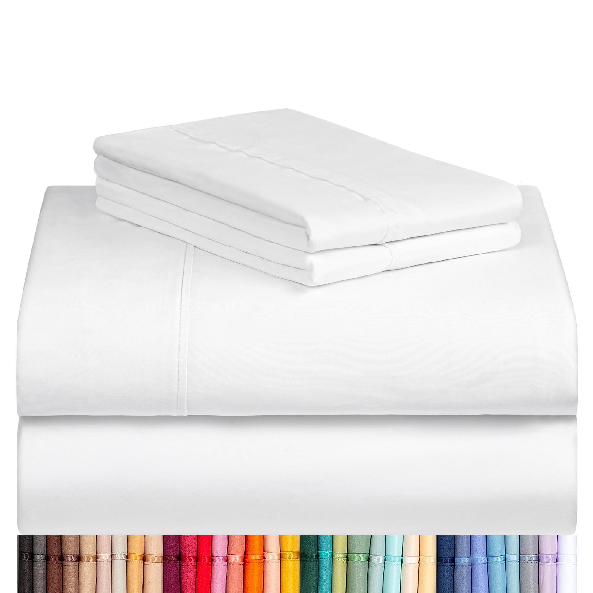 LuxClub Queen Sheet Set in white, featuring deep pockets and silky microfiber fabric