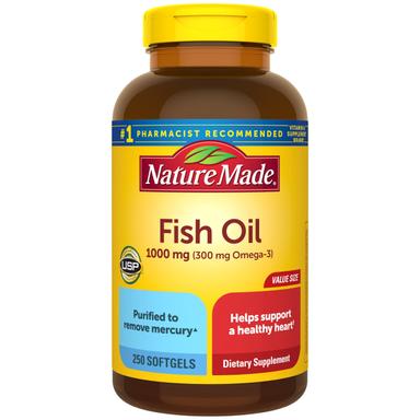 Nature Made Fish Oil 1000mg, 250 Softgels (125-day supply)