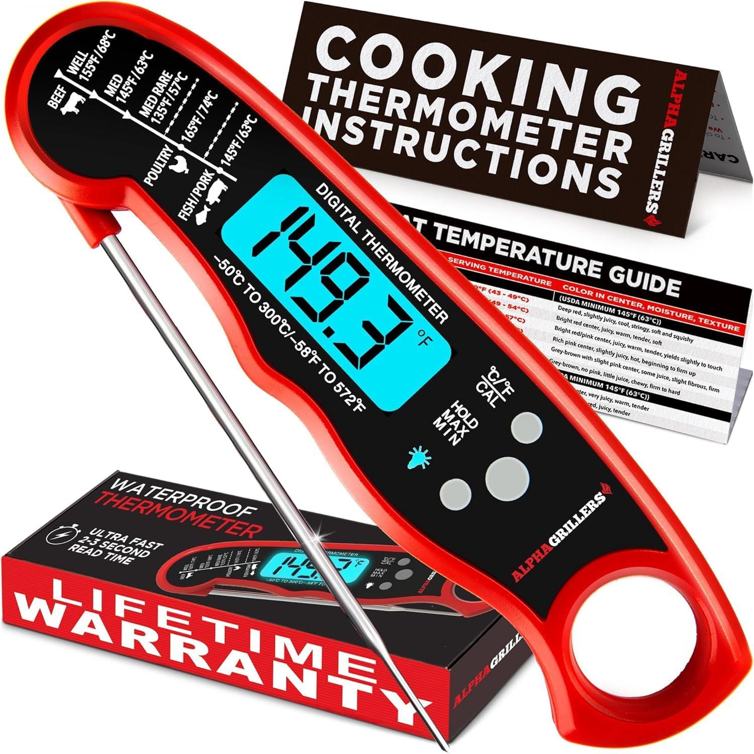 Alpha Grillers Digital Meat Thermometer with probe extended