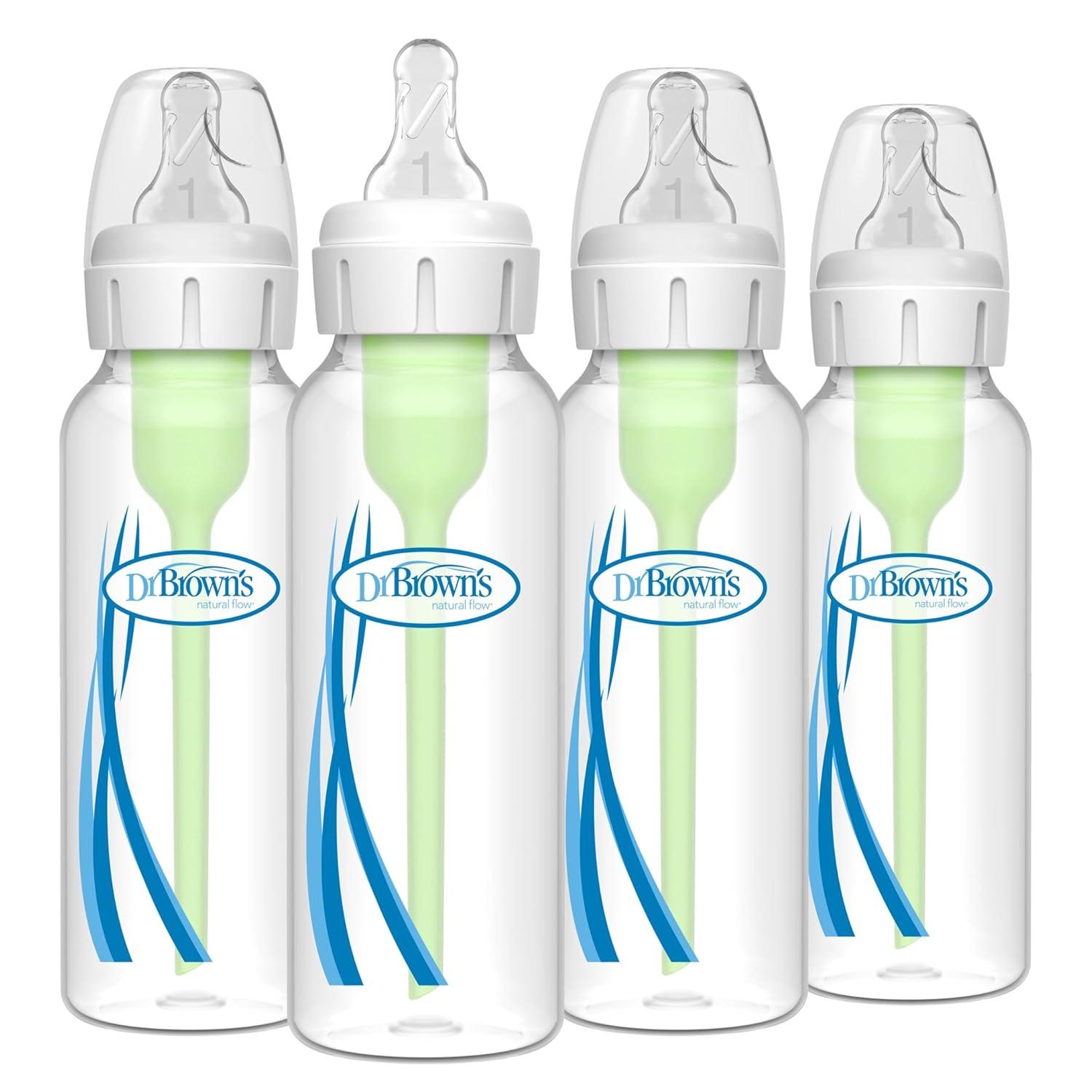 Dr. Brown's Natural Flow Anti-Colic Options+ Narrow Baby Bottle 8 oz 4-Pack