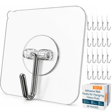 GLUIT Clear Adhesive Hooks 20‑Pack
