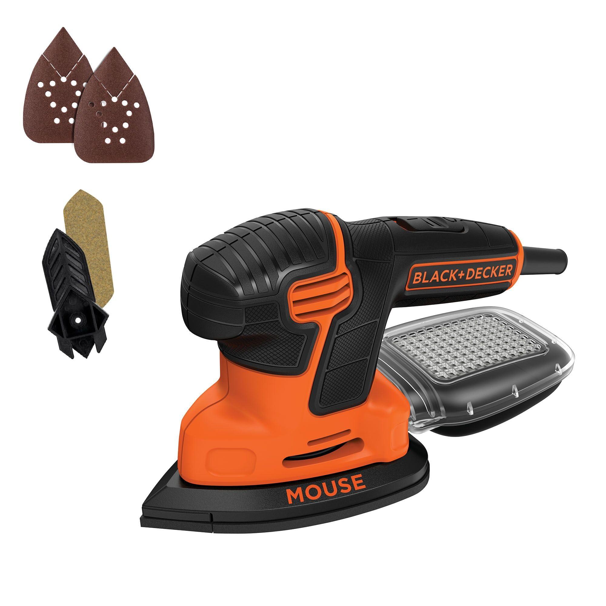 BLACK+DECKER detail sander on wood surface