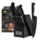 McCook® Knife Sets,German Stainless Steel Knife Block Sets with Built-in Sharpener, 15-Piece Razor-Sharp Kitchen Knives with Ergonomic Handles, Elegant Box for Gift, Black | Mubboo