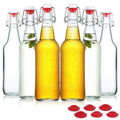 YEBODA Clear Glass Beer Bottles 16 oz – Case of 6 | Mubboo