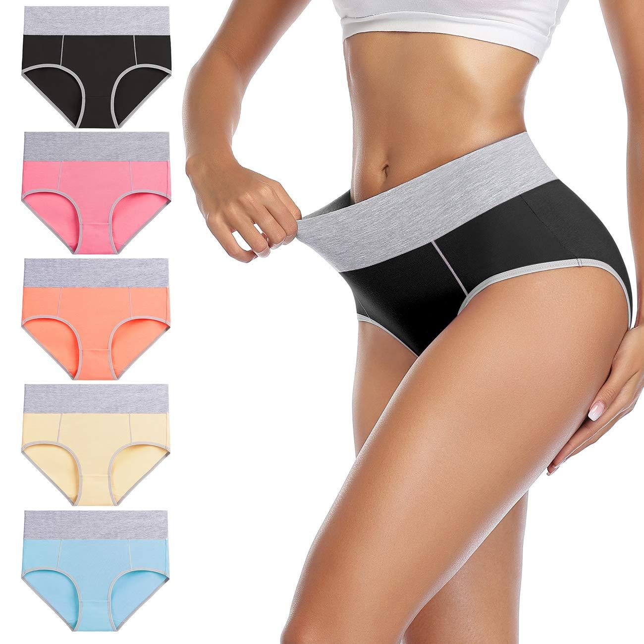 wirarpa Women's Cotton High Waist Briefs 5 Pack