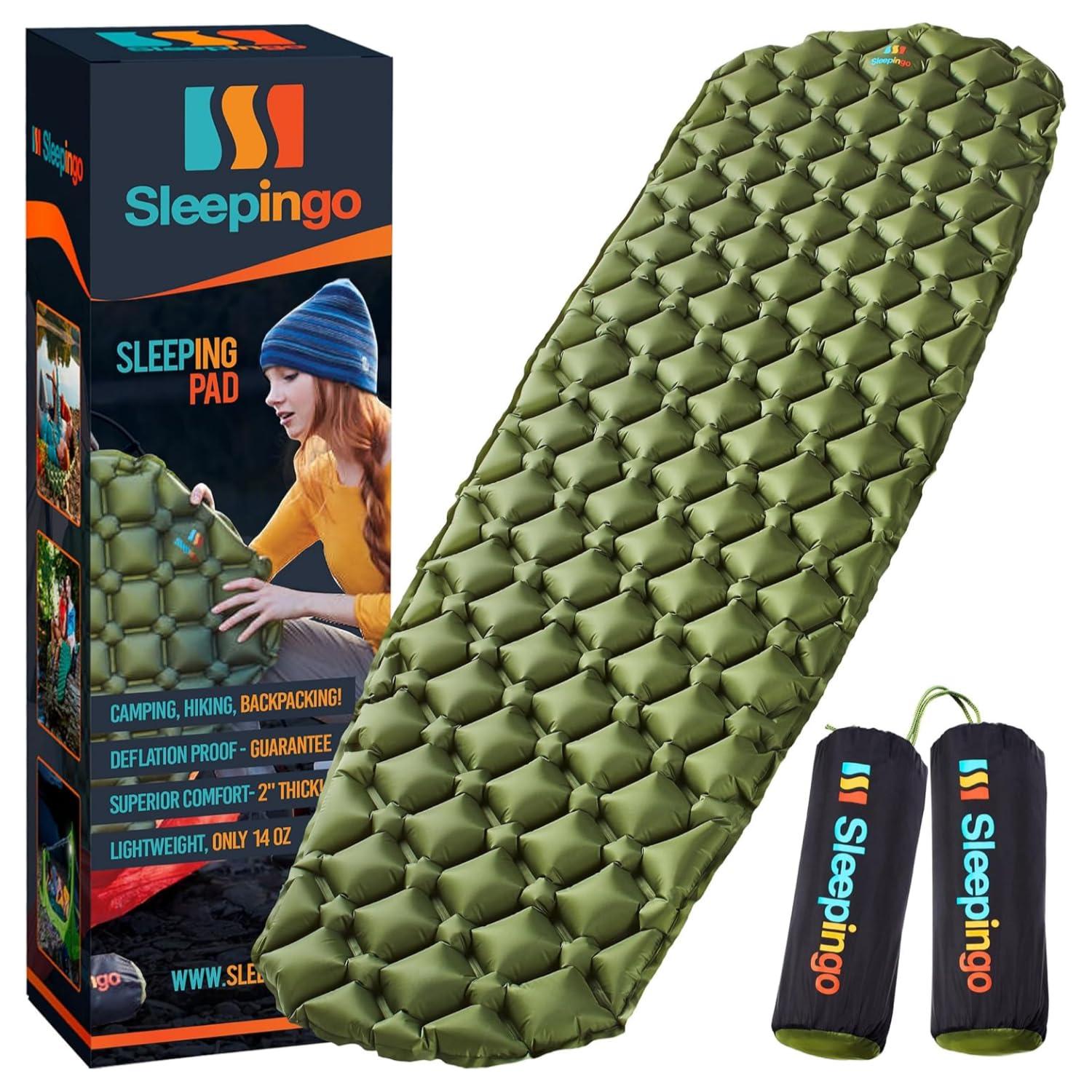 Sleepingo Ultralight inflatable sleeping pad on green grass