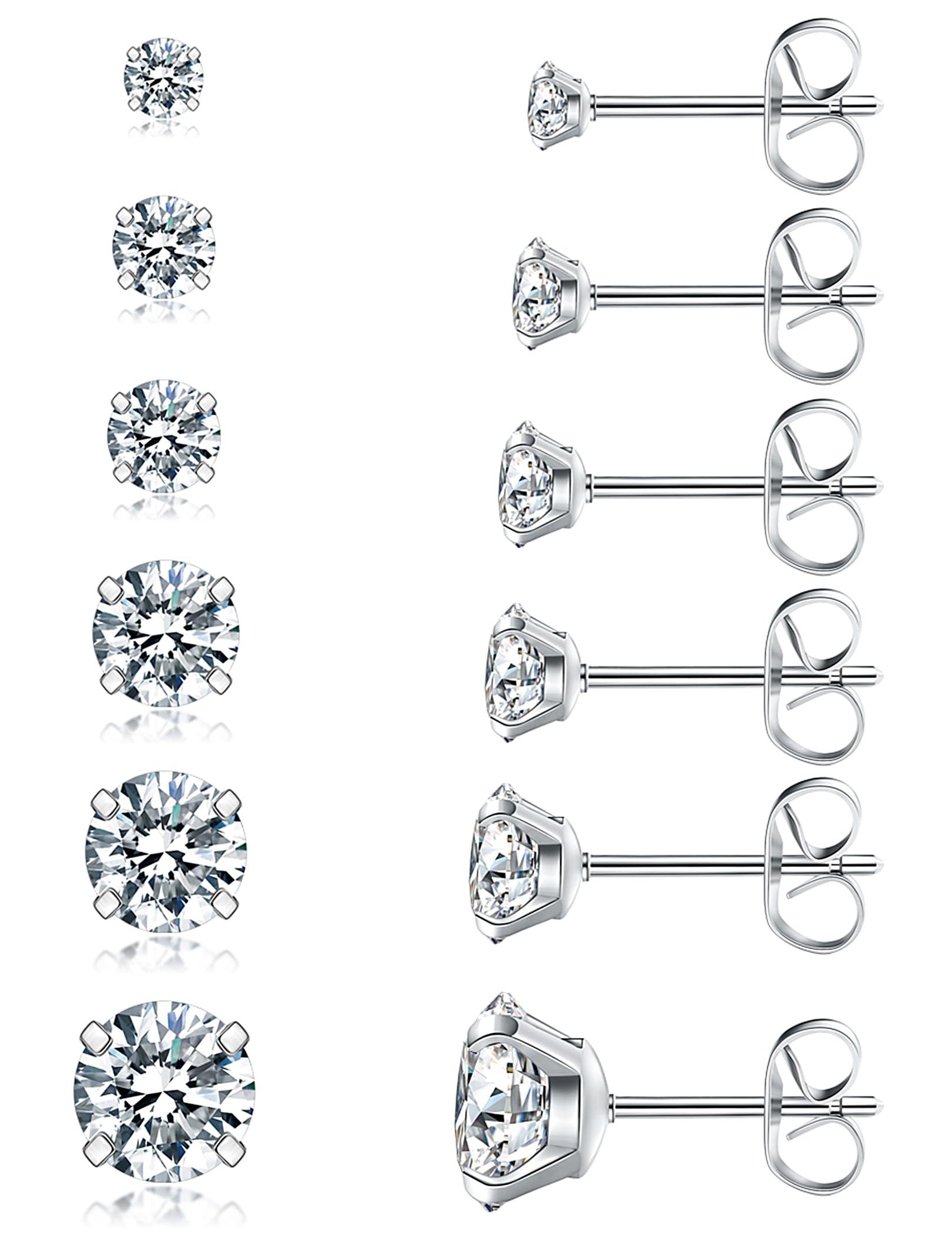 Wssxc 6 Pairs Stud Earrings Set on a gray background