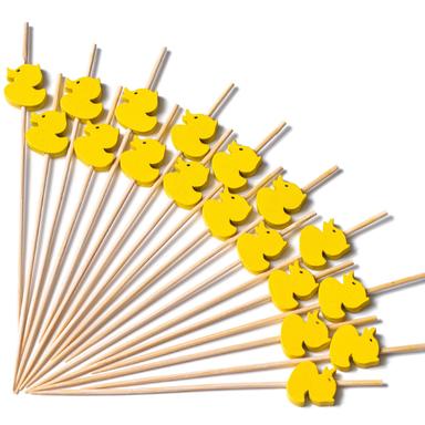 PuTwo Toothpicks 100 Counts Natural Bamboo Cocktail Sticks, Yellow Ducks