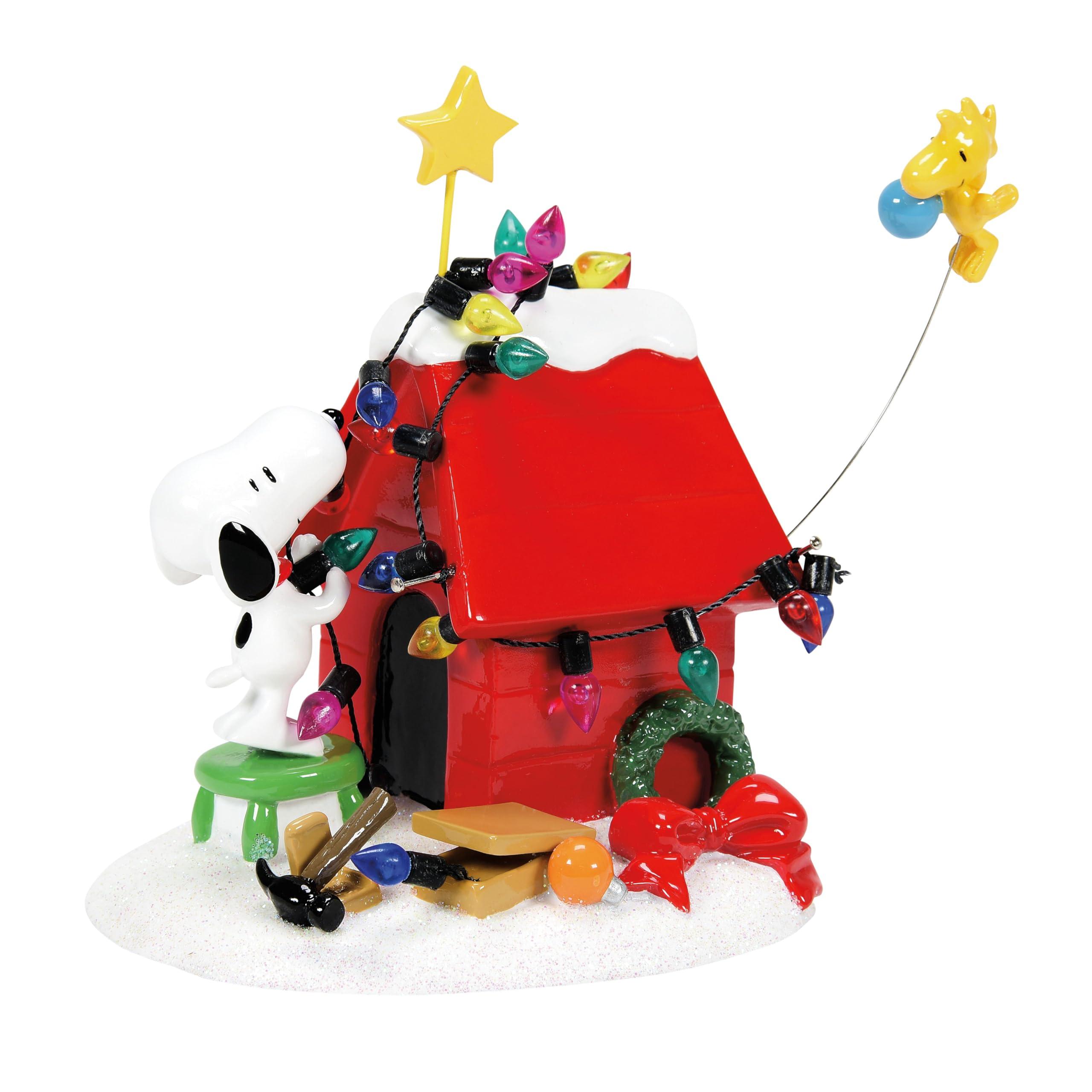 Department 56 Peanuts Snoopy Doghouse collectible building with glowing lights