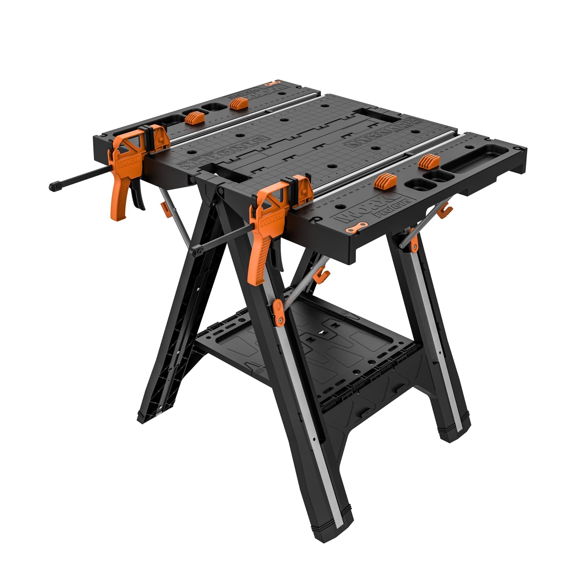 Worx Pegasus 2-in-1 Folding Work Table & Sawhorse with clamps and clamp dogs