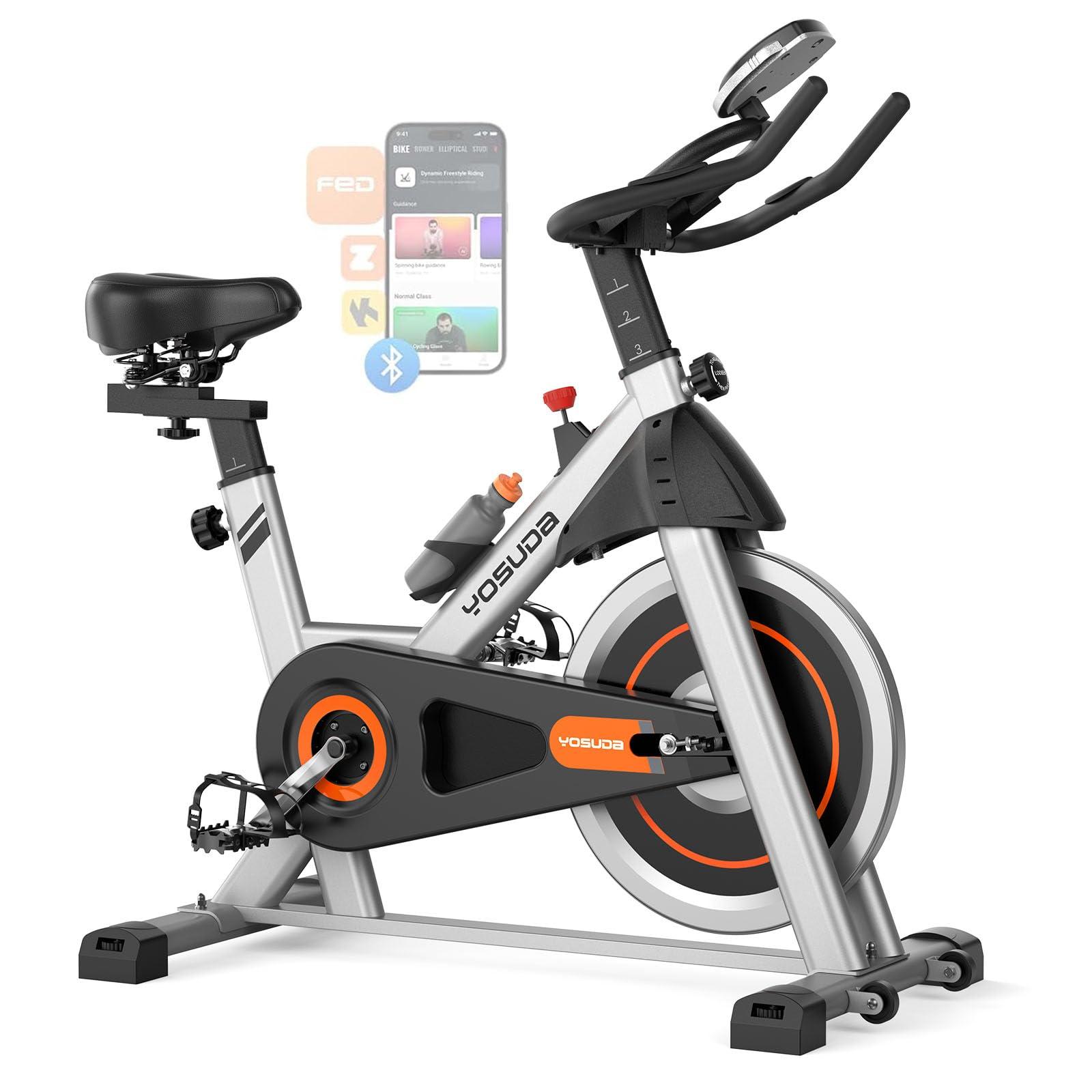 YOSUDA exercise bike with tablet holder and water bottle holder