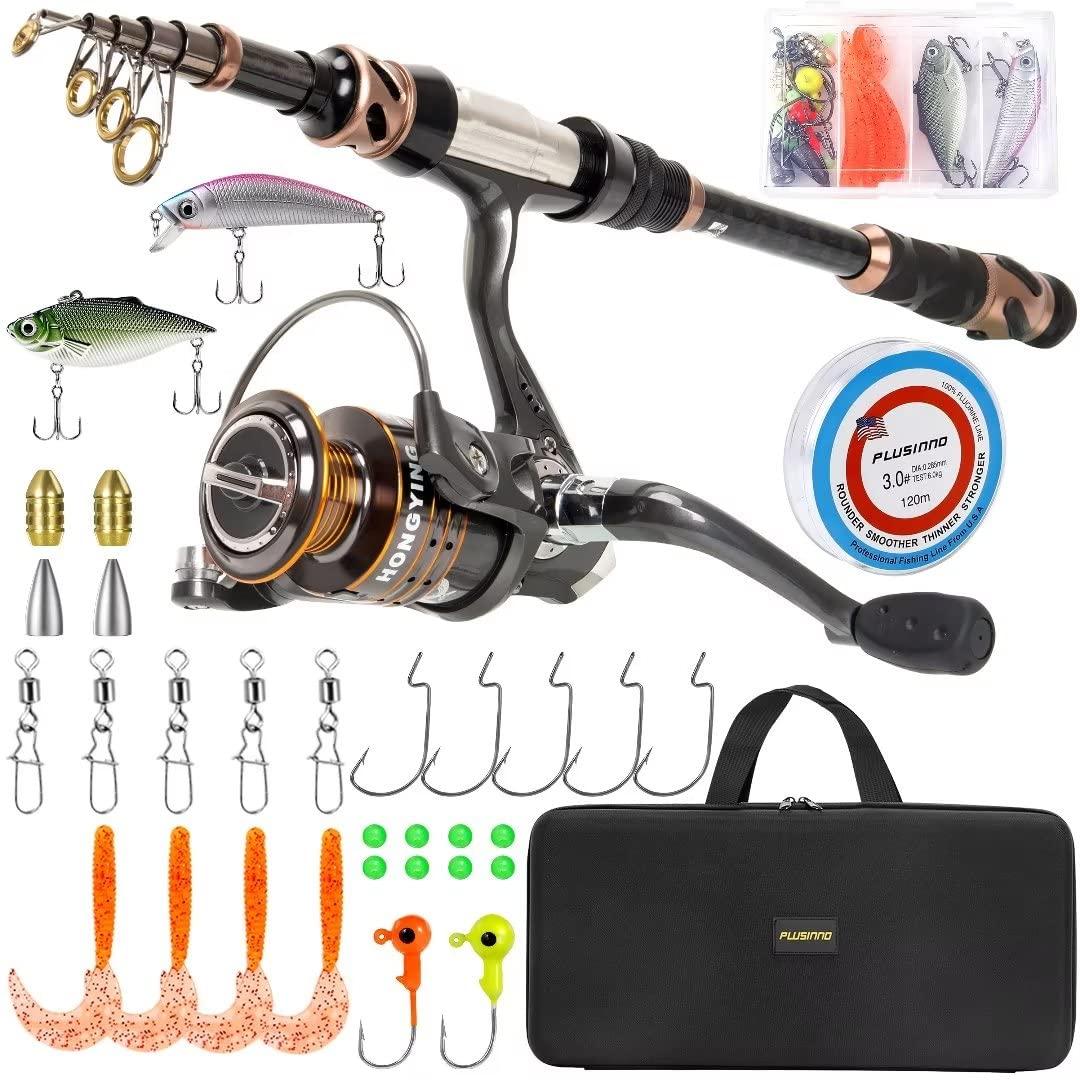 PLUSINNO Fishing Rod and Reel Combo with carrier case