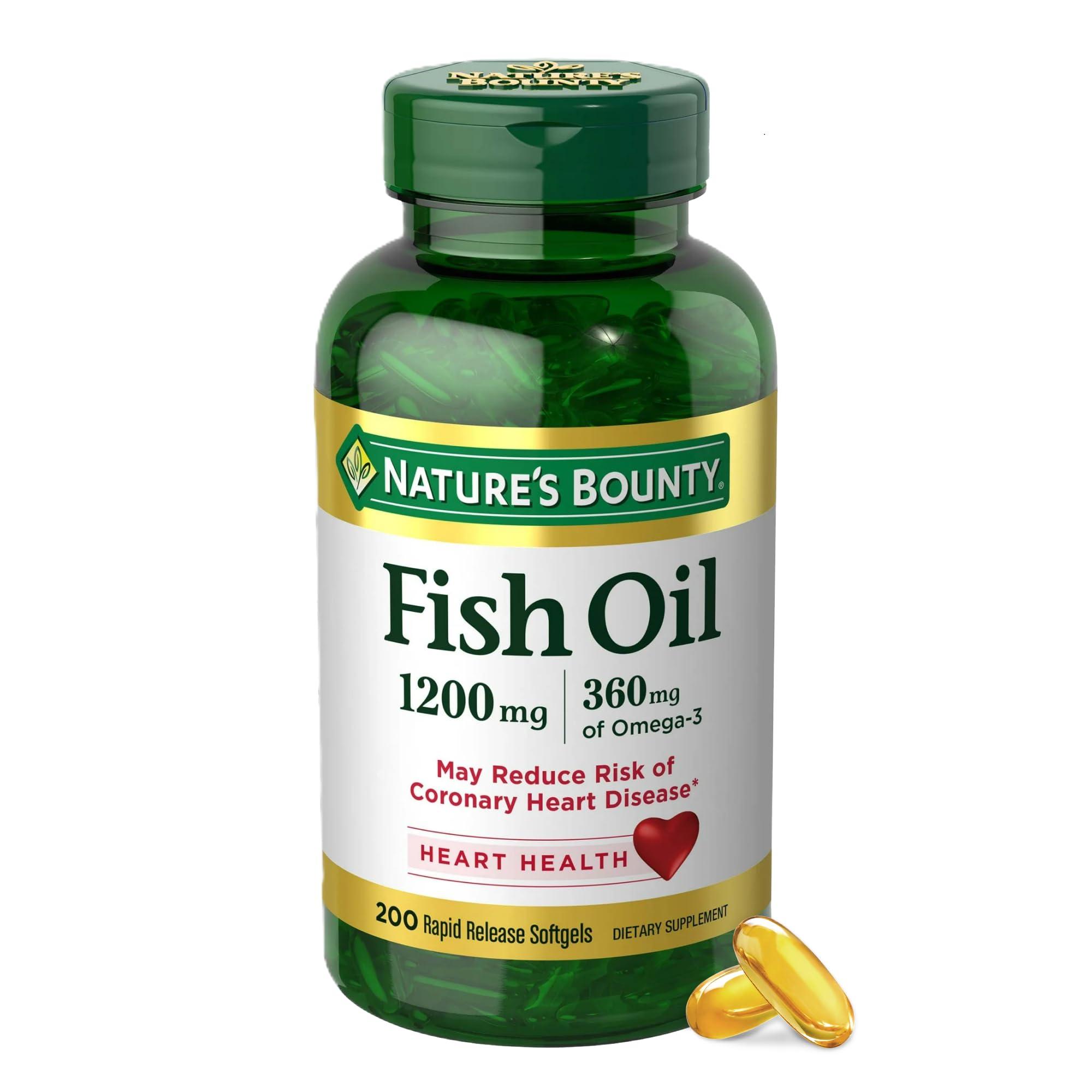 Nature's Bounty Fish Oil Omega 3 Supplements softgels bottle