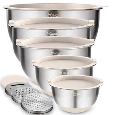 Wildone 5-Piece Stainless Steel Mixing Bowls with Lids
