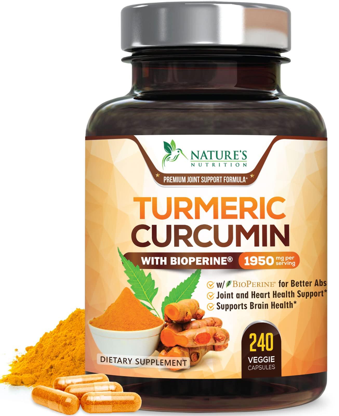 Nature’s Nutrition Turmeric Curcumin capsules bottle