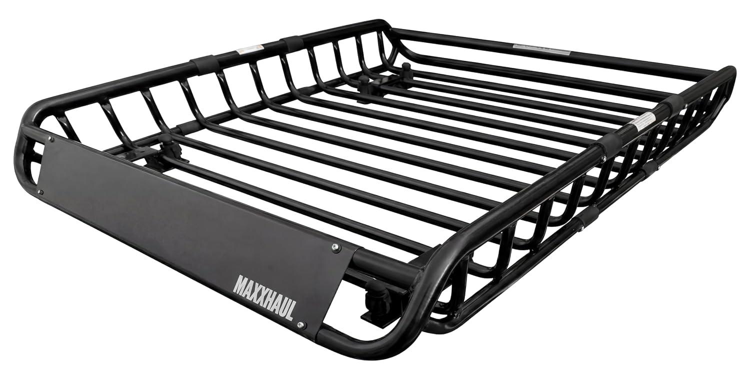 MaxxHaul Steel Roof Rack Cargo Basket mounted on vehicle roof