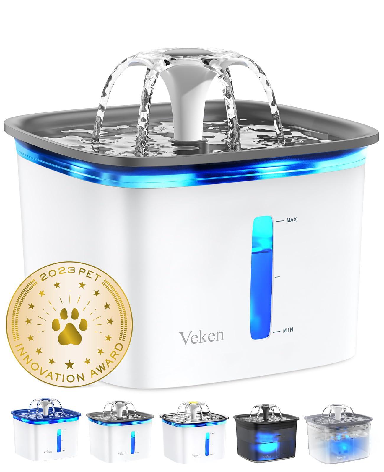 Veken 95oz Plastic Pet Water Fountain with multi-stage filtration