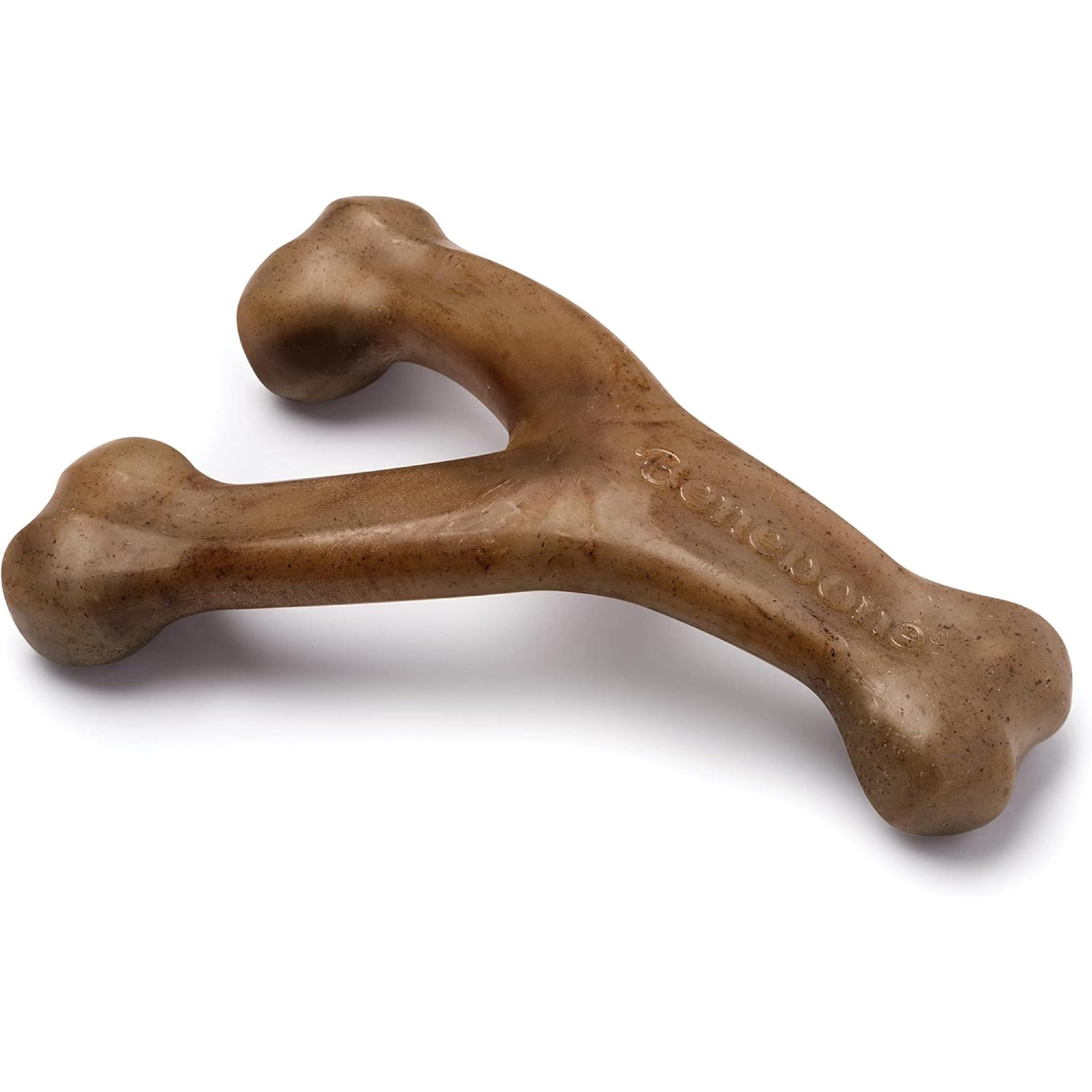 Benebone Wishbone Durable Dog Chew Toy with Real Bacon flavor