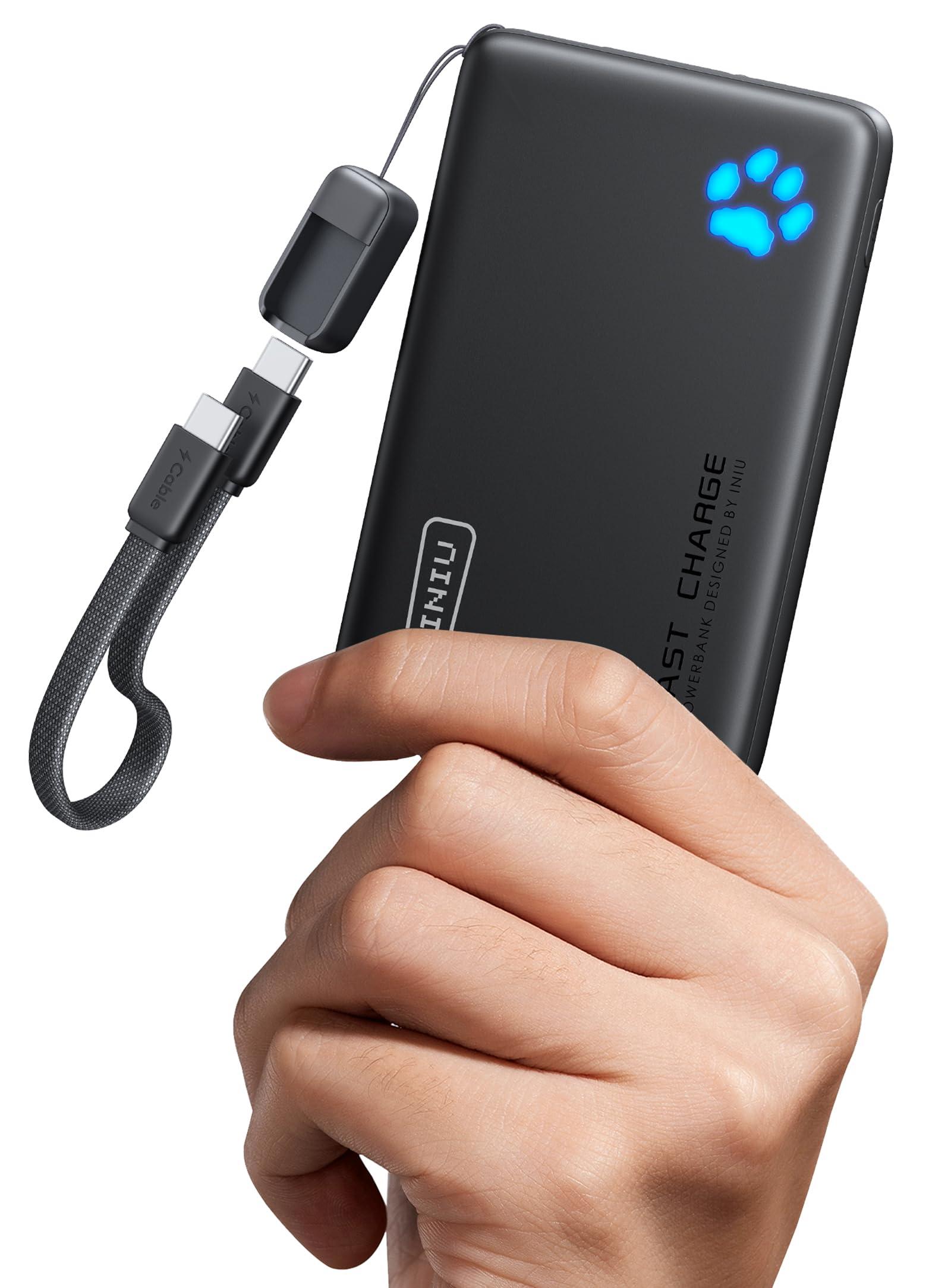 INIU 45W fast charging portable charger with detachable cable