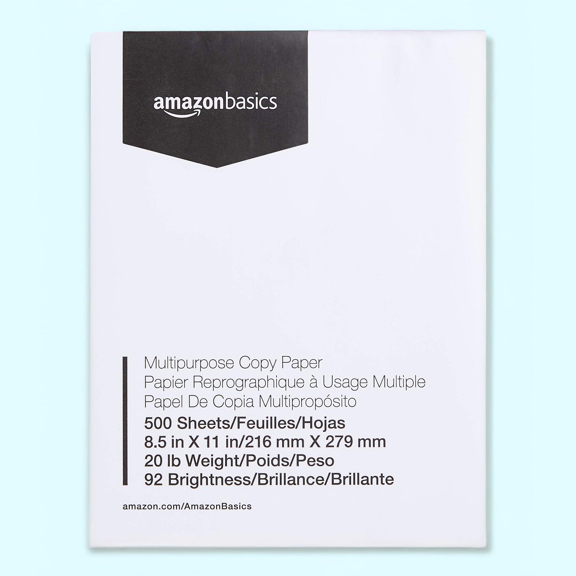 Amazon Basics Multipurpose Copy Printer Paper ream with jam-free label