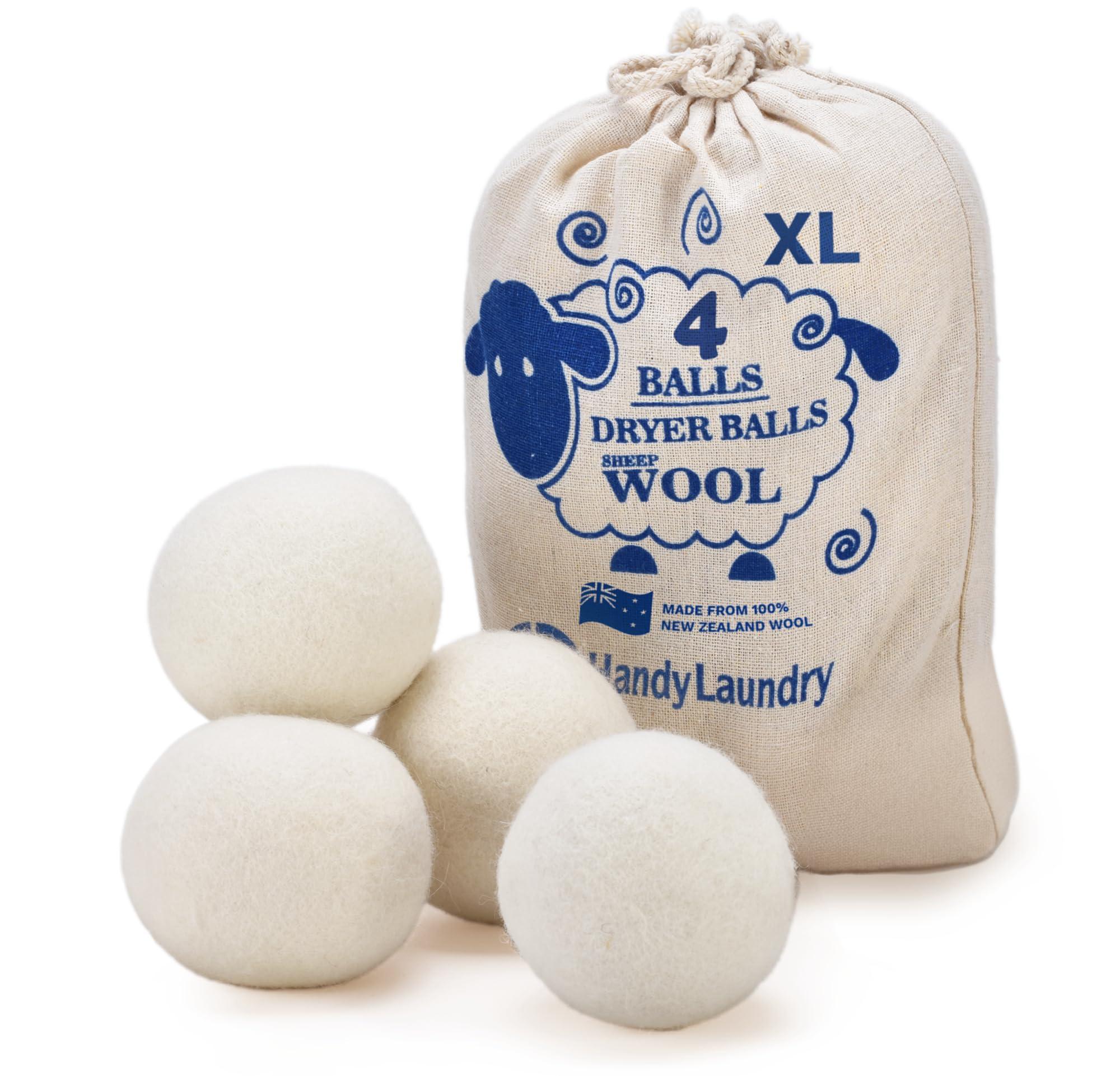 Handy Laundry Wool Dryer Balls - Natural Fabric Softener, Reusable, Reduces Clothing Wrinkles and Saves Drying Time