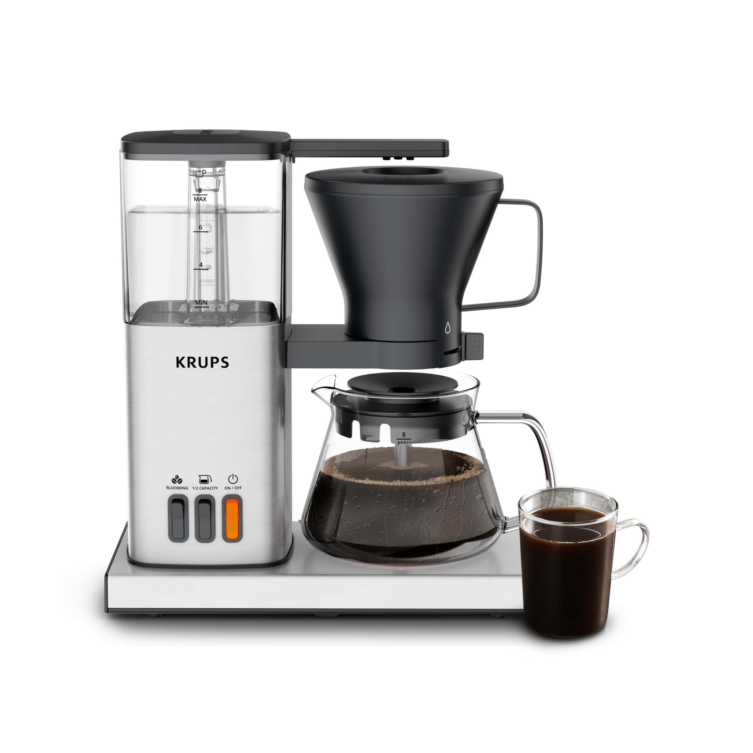 KRUPS Essential Brewer 8 Cup Drip Coffee Maker with pour-over technology