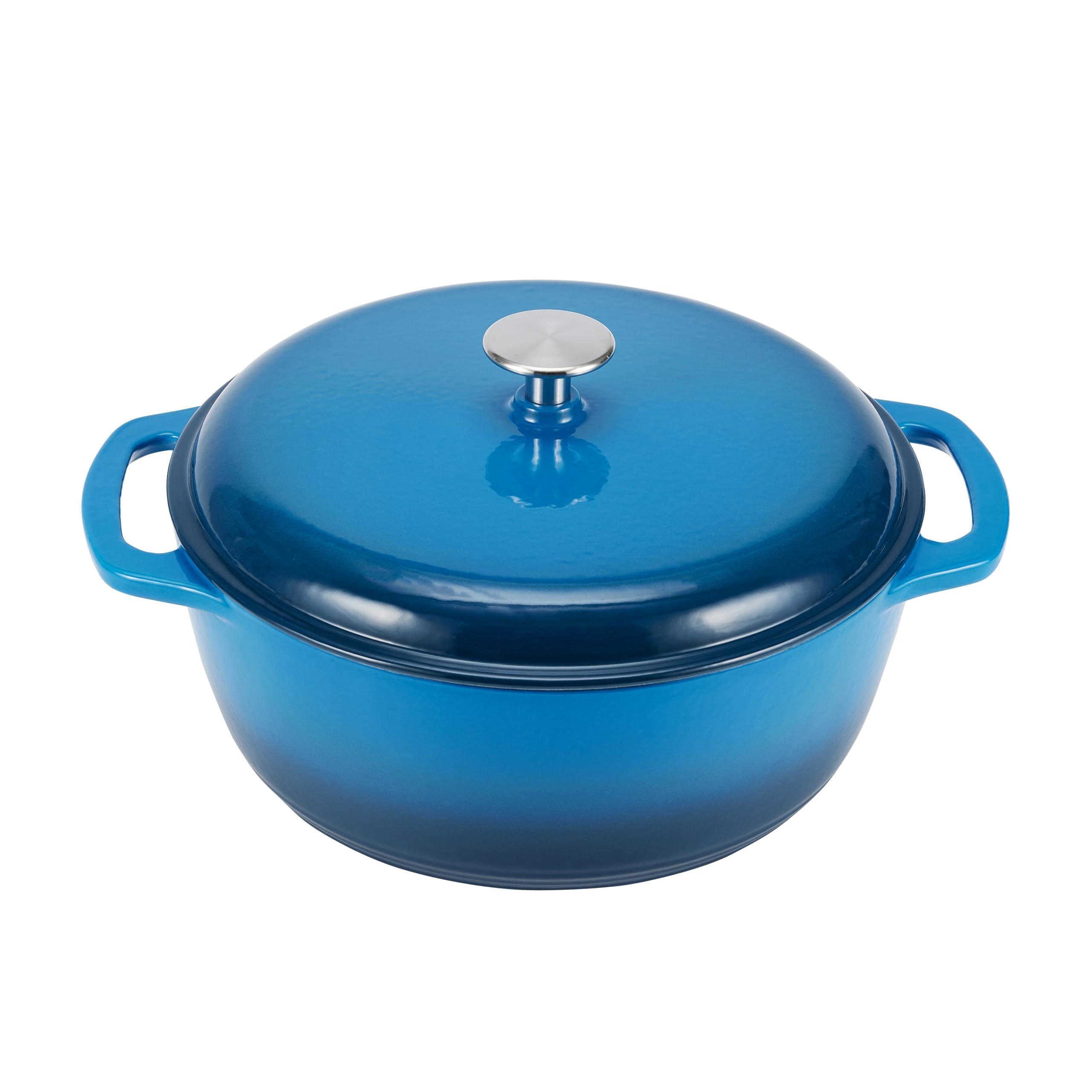 Amazon Basics Enameled Cast Iron Dutch Oven, 4.3-Quart, Blue