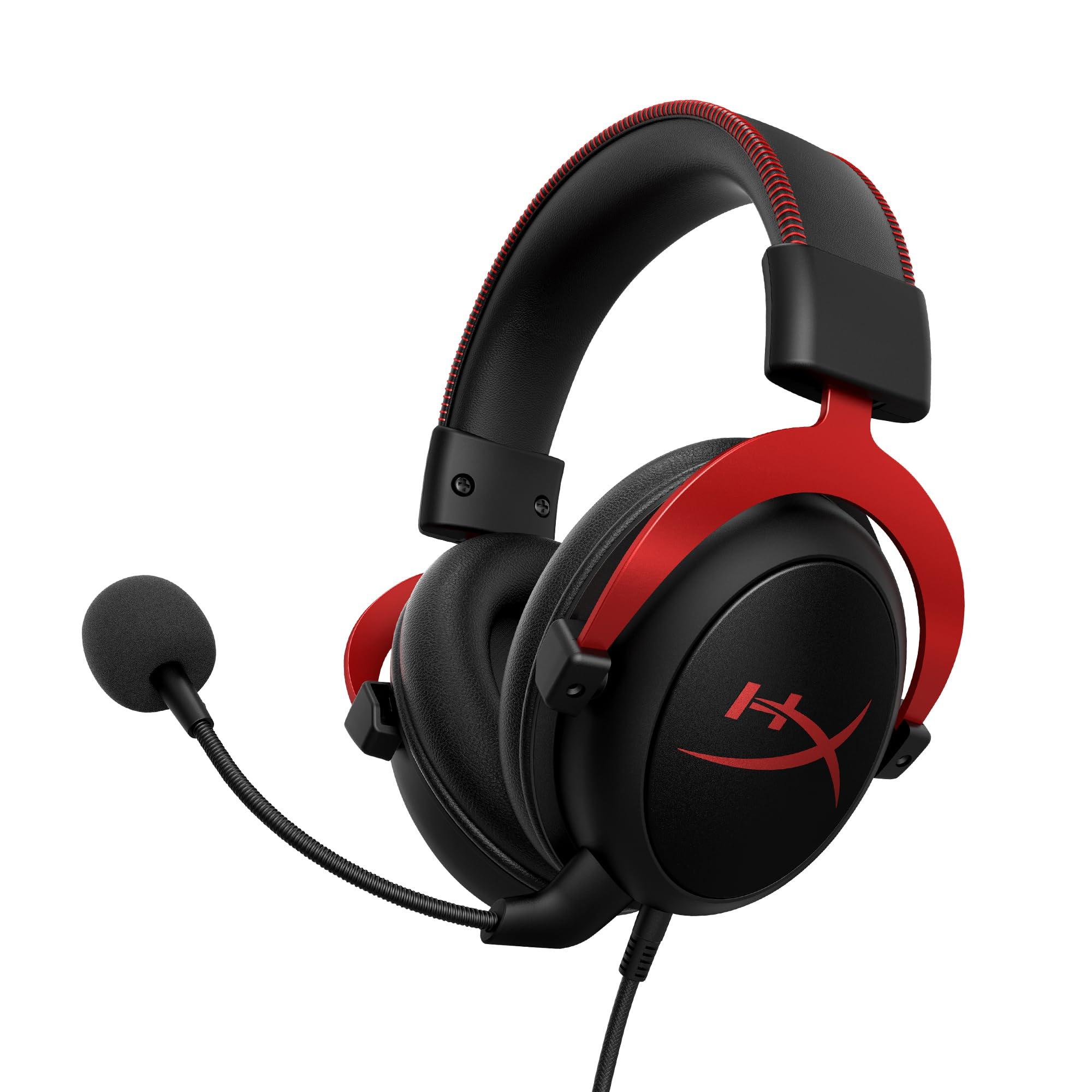 HyperX Cloud II Gaming Headset with red aluminum frame and memory foam ear pads