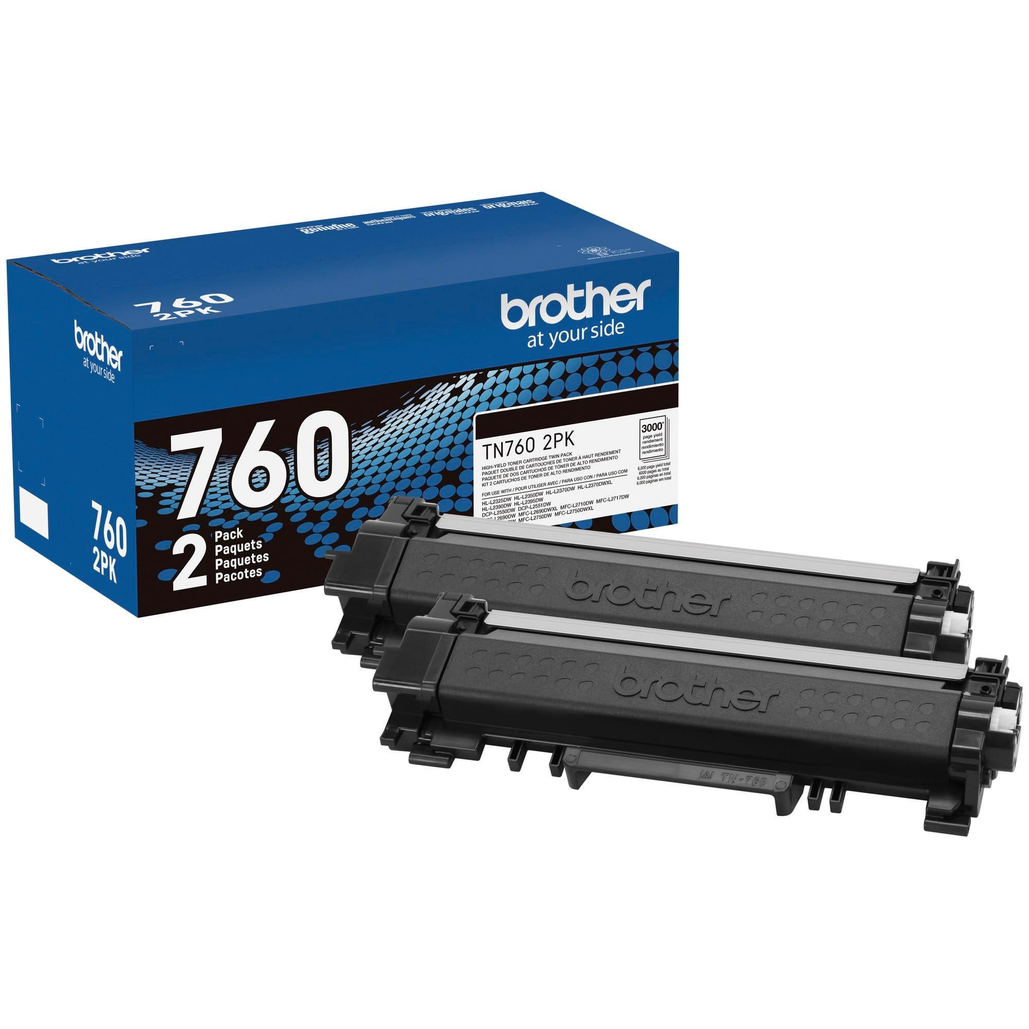 Brother TN760 2-Pack High-Yield Toner Cartridge boxes