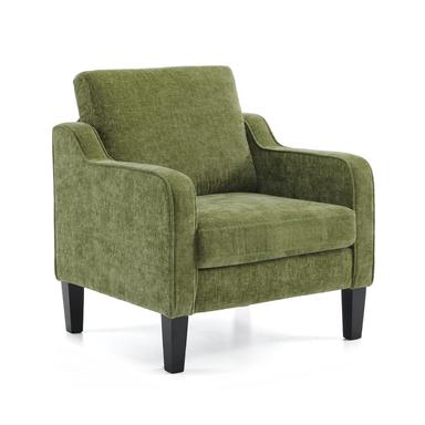 VINGLI Accent Chair, Olive Green Chenille, Mid-Century