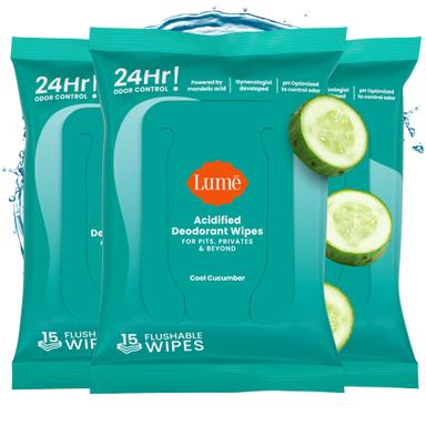 Lume Acidified Deodorant Wipes - 24 Hour Odor Control | Mubboo